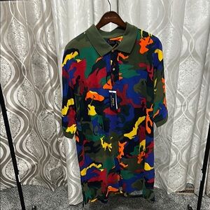 NWT Ralph Lauren Green and Red Artistic Polo Shirt